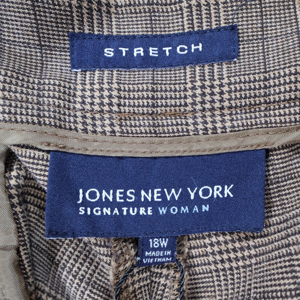Jones New York Dress Pants Womens 18W Brown Excellent Plaid Stretch Trousers - Picture 7 of 10